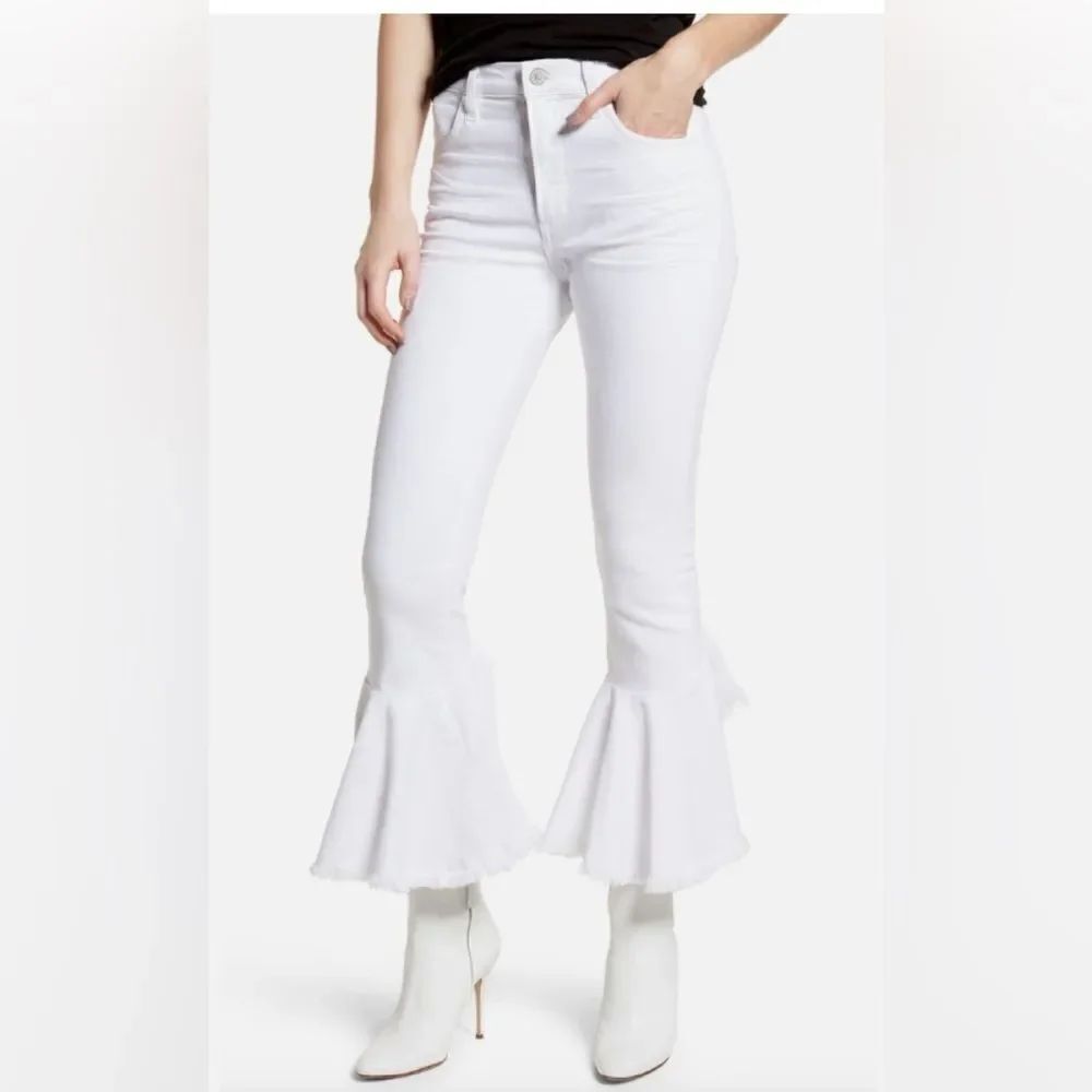 Citizens of Humanity Drew Flounce White Jeans 24 High rise stretchy